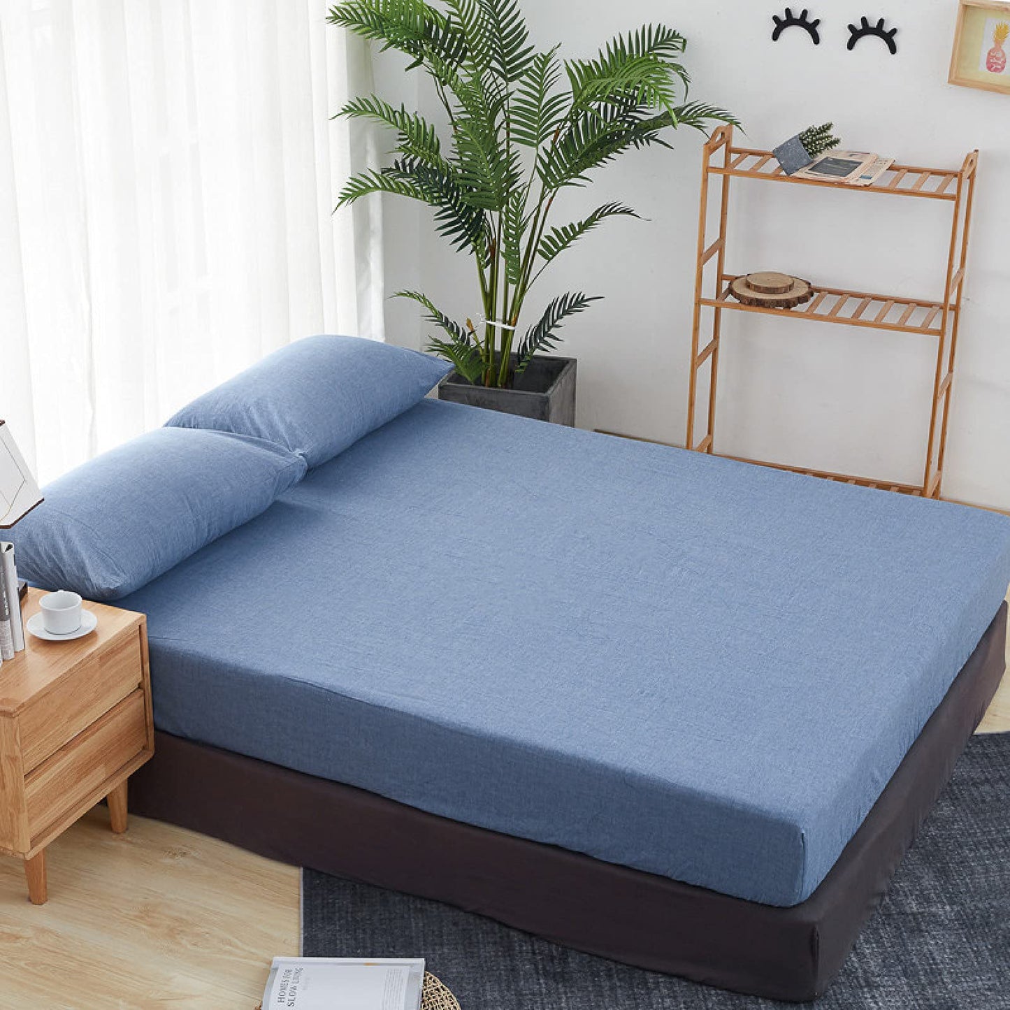 Cotton Fitted Sheet Set-Blue Slate