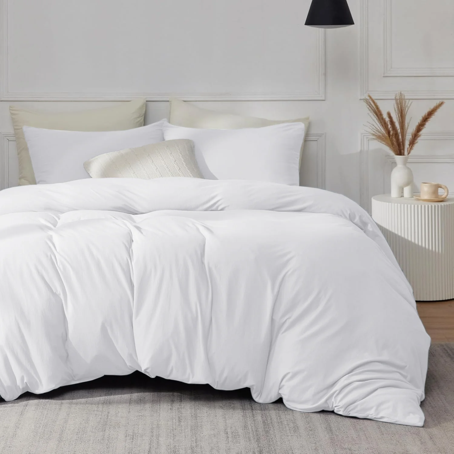 100% C0TT0N WHITE QUEEN DUVET COVER SET 300TC (THREAD COUNT)