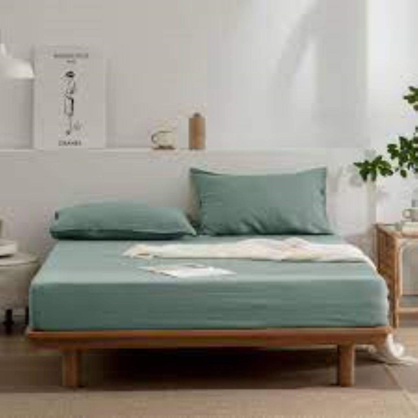 Cotton Fitted Sheet Set-Sage Green