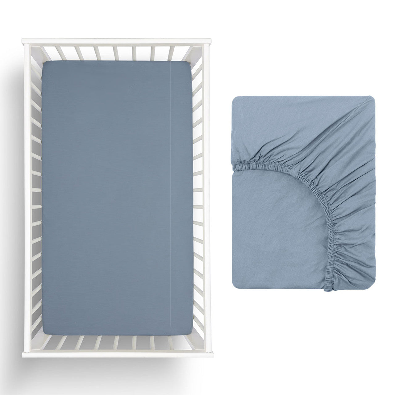Cotton Fitted Sheet Set-Blue Slate