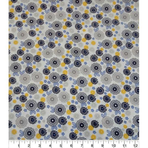 Cotton Fabric 6 yards- Kitenge Grey Daisy