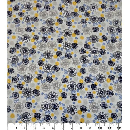 Cotton Fabric 6 yards- Kitenge Grey Daisy