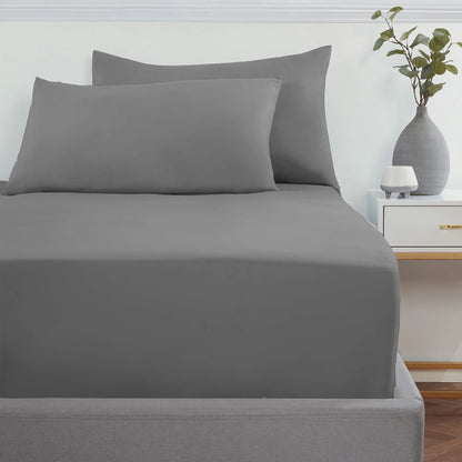 Cotton Fitted Sheet Set-Dark Grey