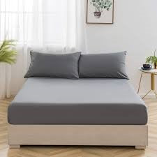 Cotton Fitted Sheet Set-Dark Grey
