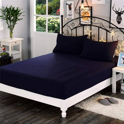 Cotton Fitted Sheet Set-Navy Blue