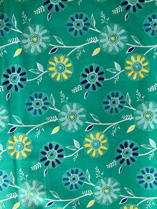 Cotton Fabric 6 Yards-Kitenge Green Lotus