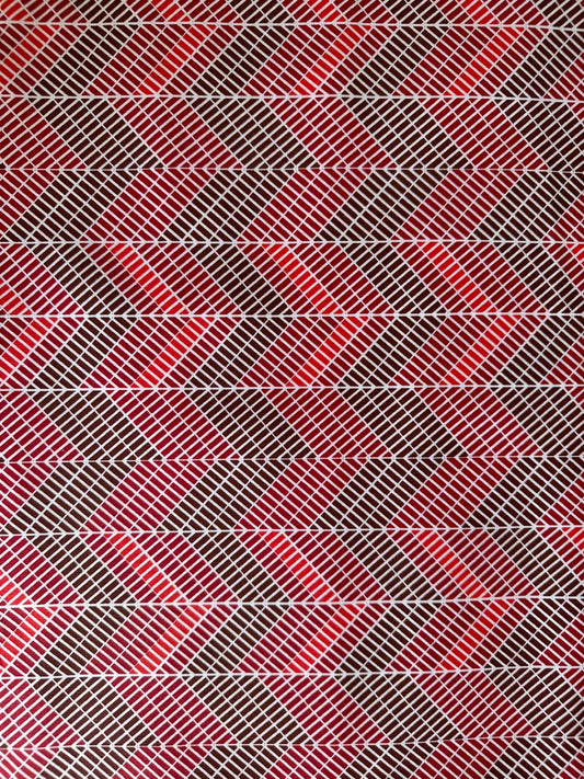 Cotton Fabric 6 yards-Kitenge Zigzag Red
