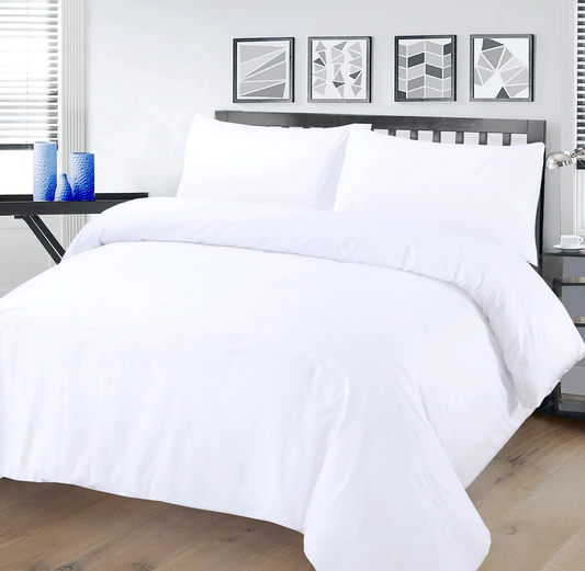 100%COTTON WHITE DOUBLE DUVET COVER SET 300TC (THREAD COUNT)