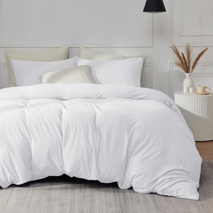 100% COTTON WHITE KING DUVET COVER SET 300TC (THREAD COUNT)