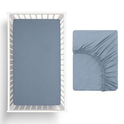 Cotton Fitted Sheet Set-Blue Slate