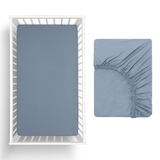 Cotton Fitted Sheet Set-Blue Slate