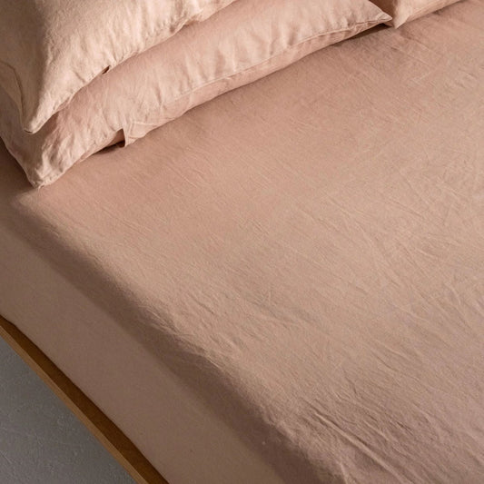 Cotton Fitted Sheet Set-Linen Peach